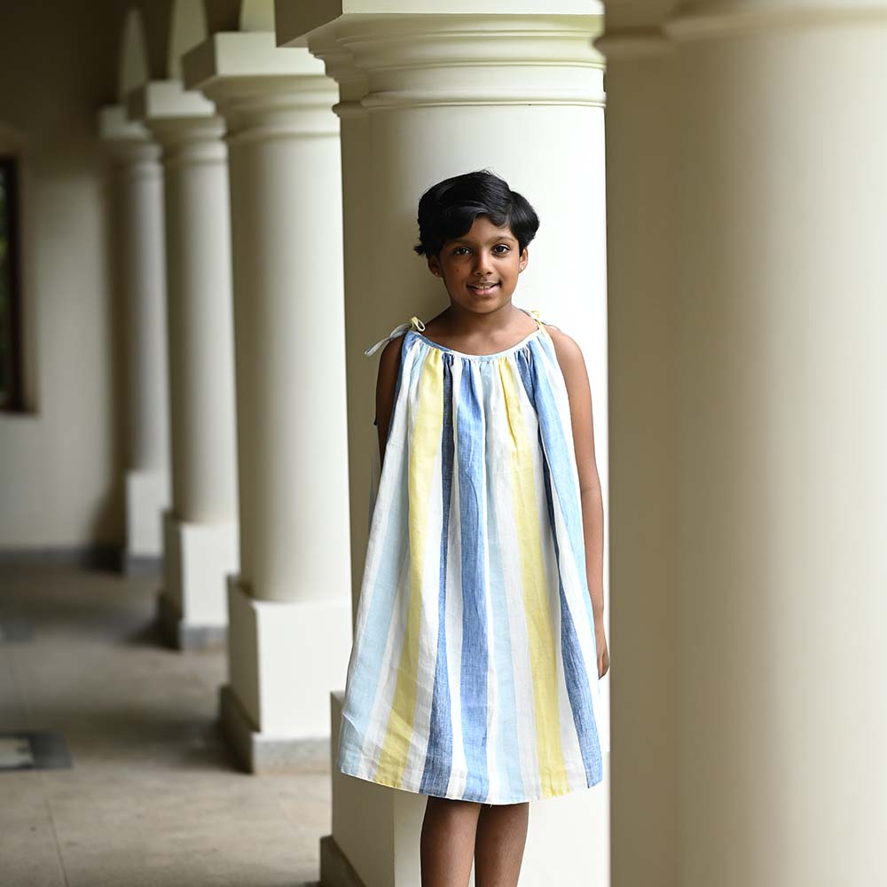 Vibrant Shoulder Tie-Up Dress for Young Spirits