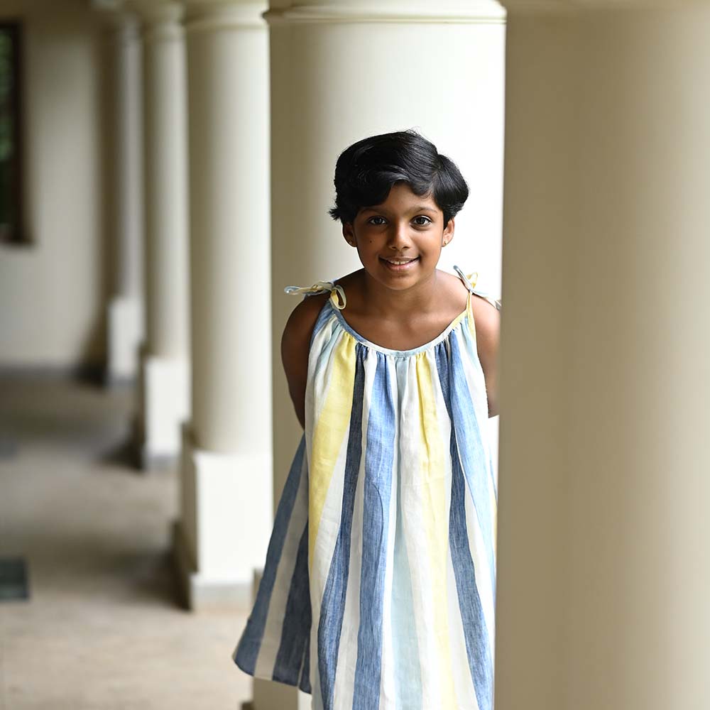 Vibrant Shoulder Tie-Up Dress for Young Spirits