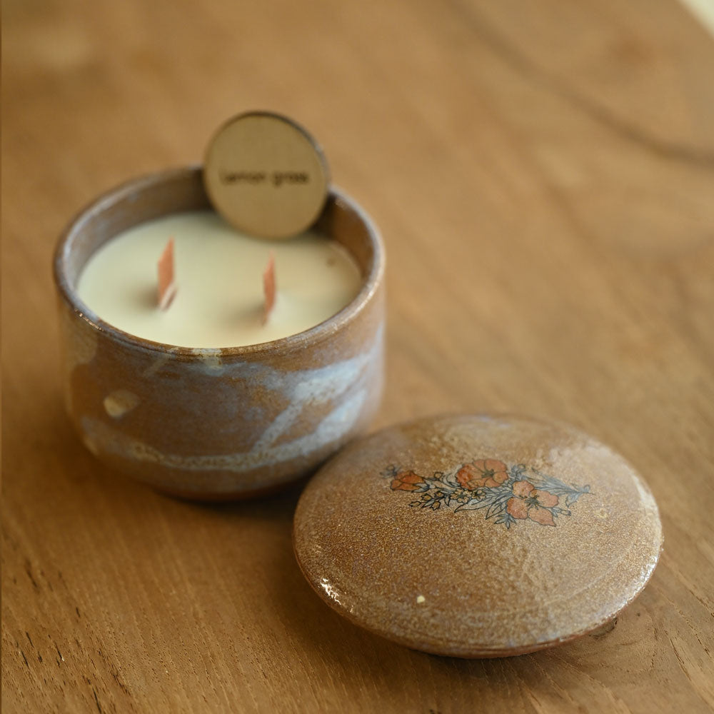 Custom Ceramic Candles with Lid - Soya Wax & Wooden Wick