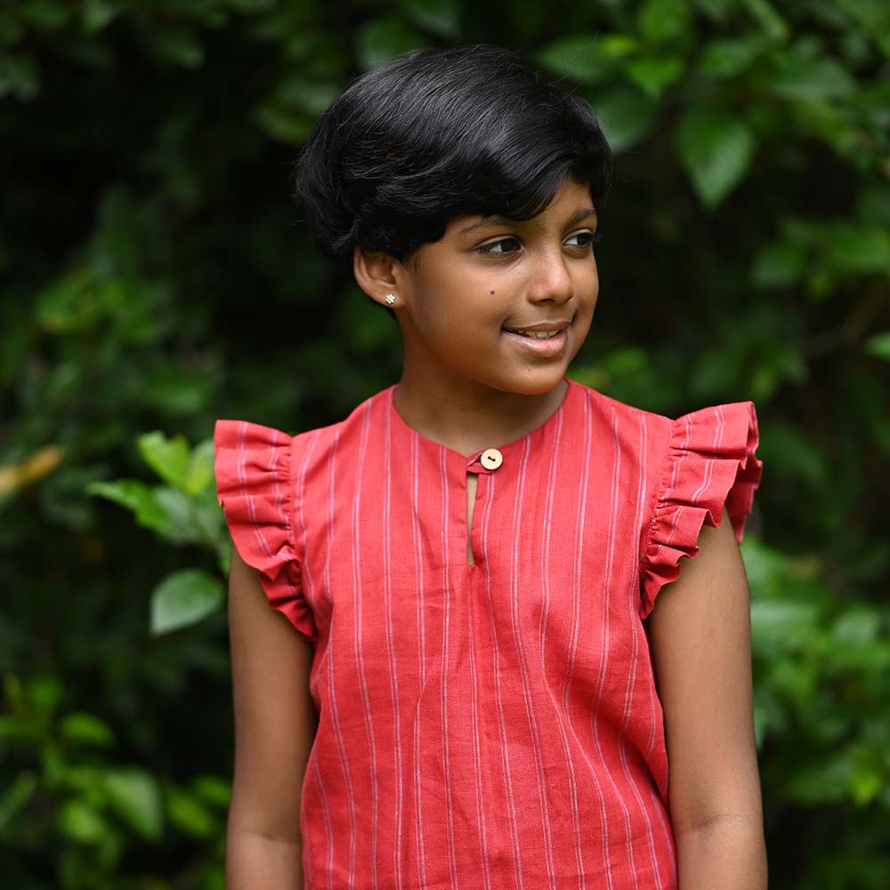 The Linen Ruffle Sleeve Top & Shorts Ensemble