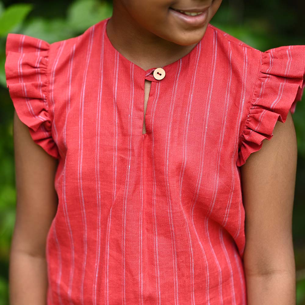 The Linen Ruffle Sleeve Top & Shorts Ensemble