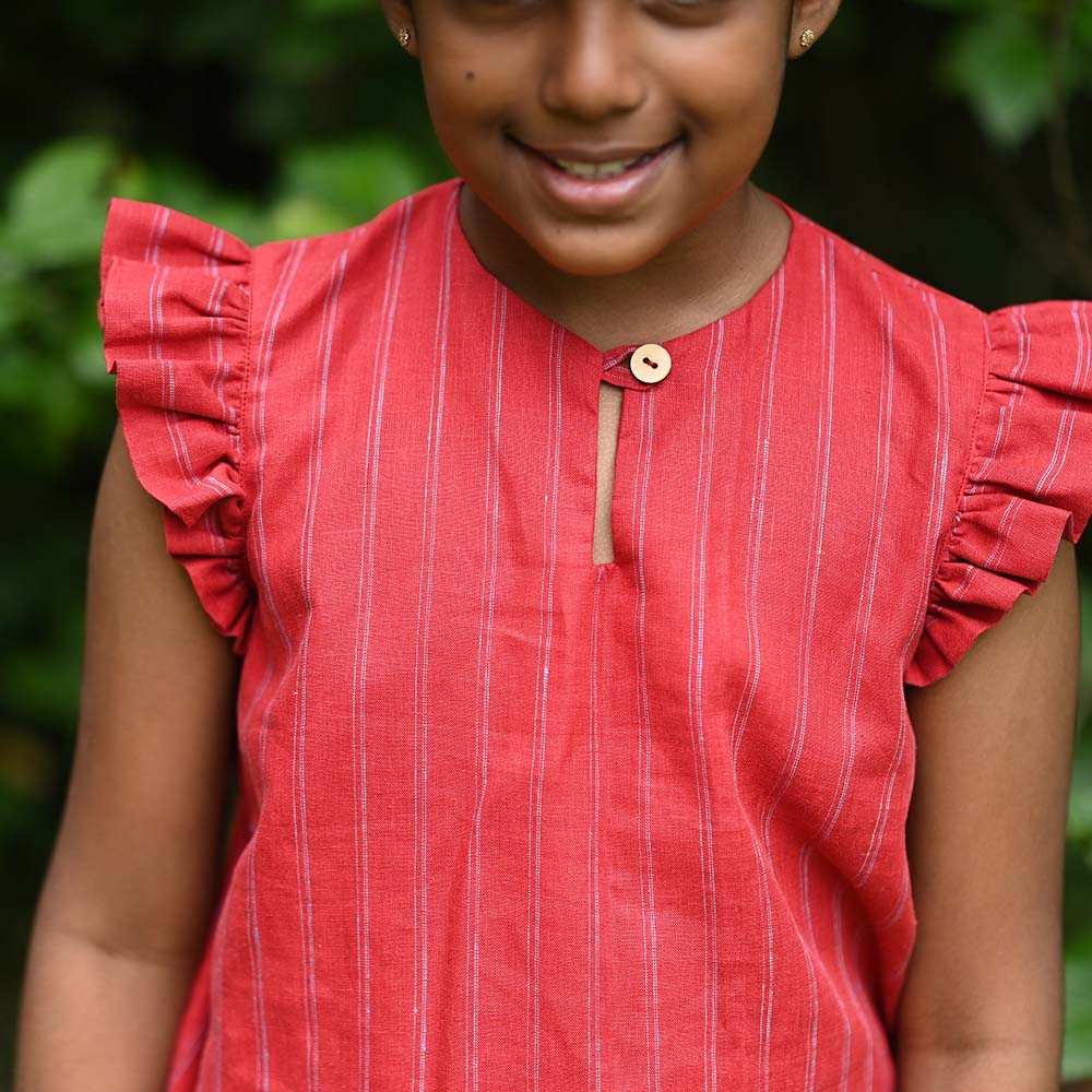 The Linen Ruffle Sleeve Top & Shorts Ensemble