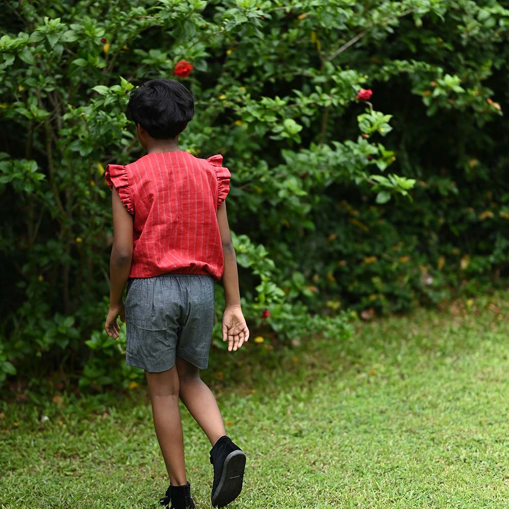 The Linen Ruffle Sleeve Top & Shorts Ensemble
