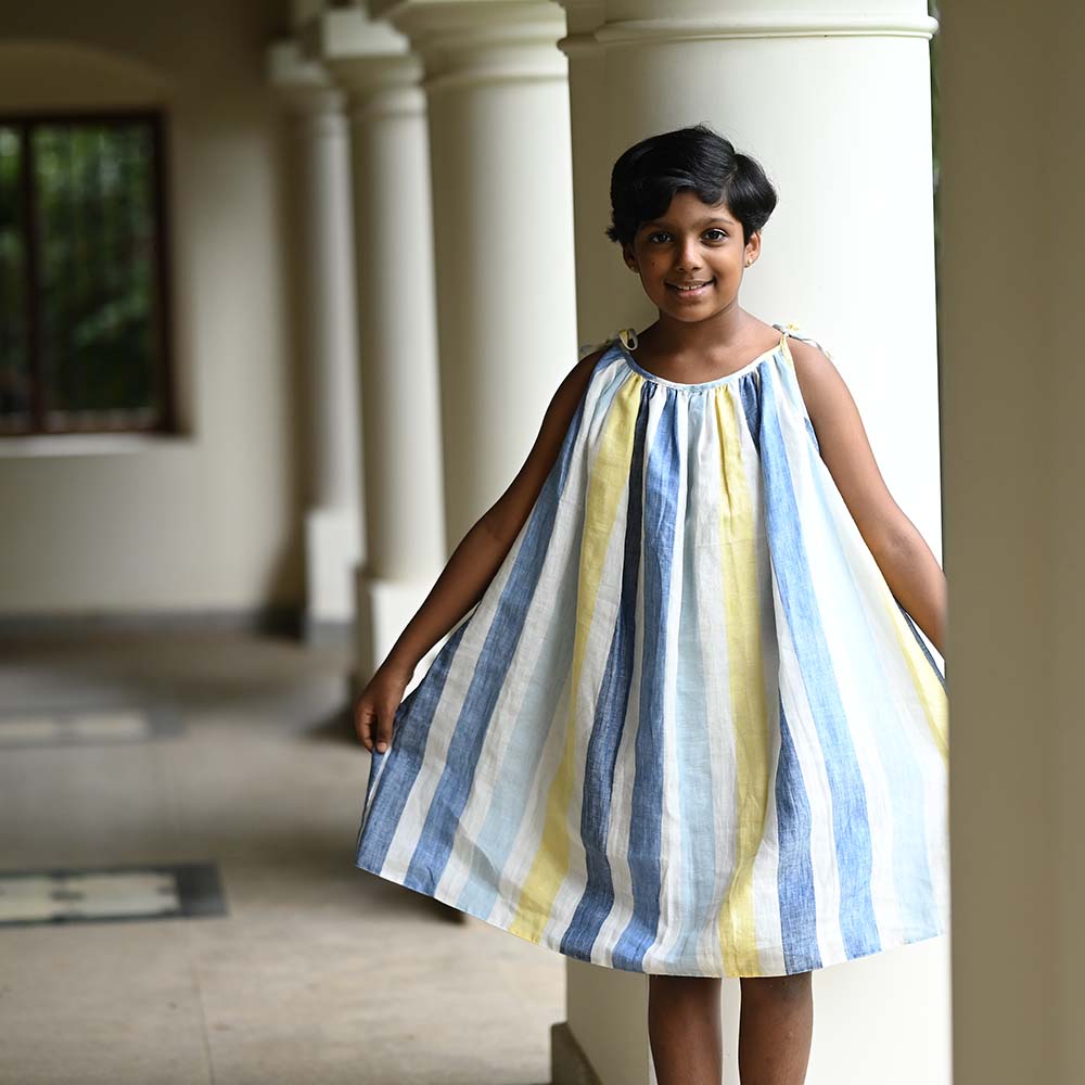 Vibrant Shoulder Tie-Up Dress for Young Spirits