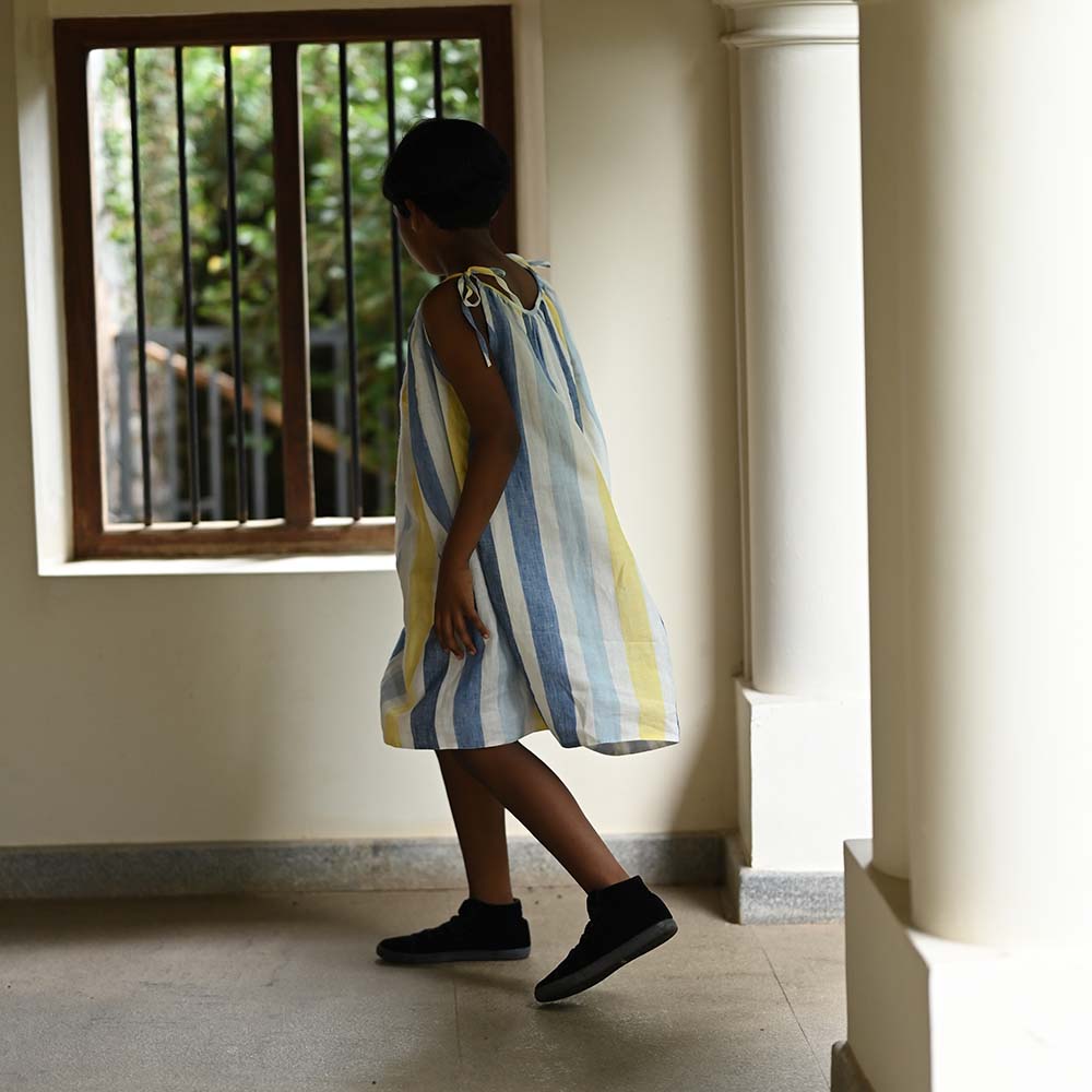 Vibrant Shoulder Tie-Up Dress for Young Spirits