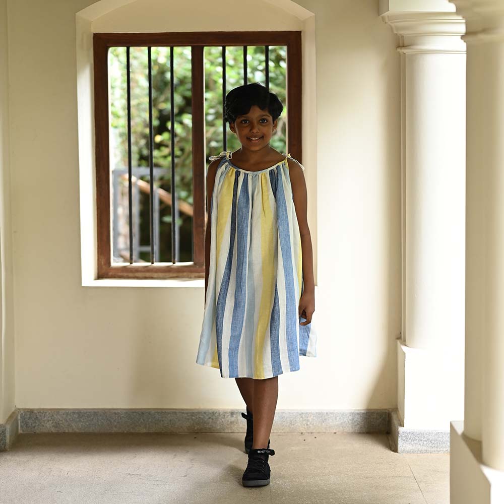 Vibrant Shoulder Tie-Up Dress for Young Spirits