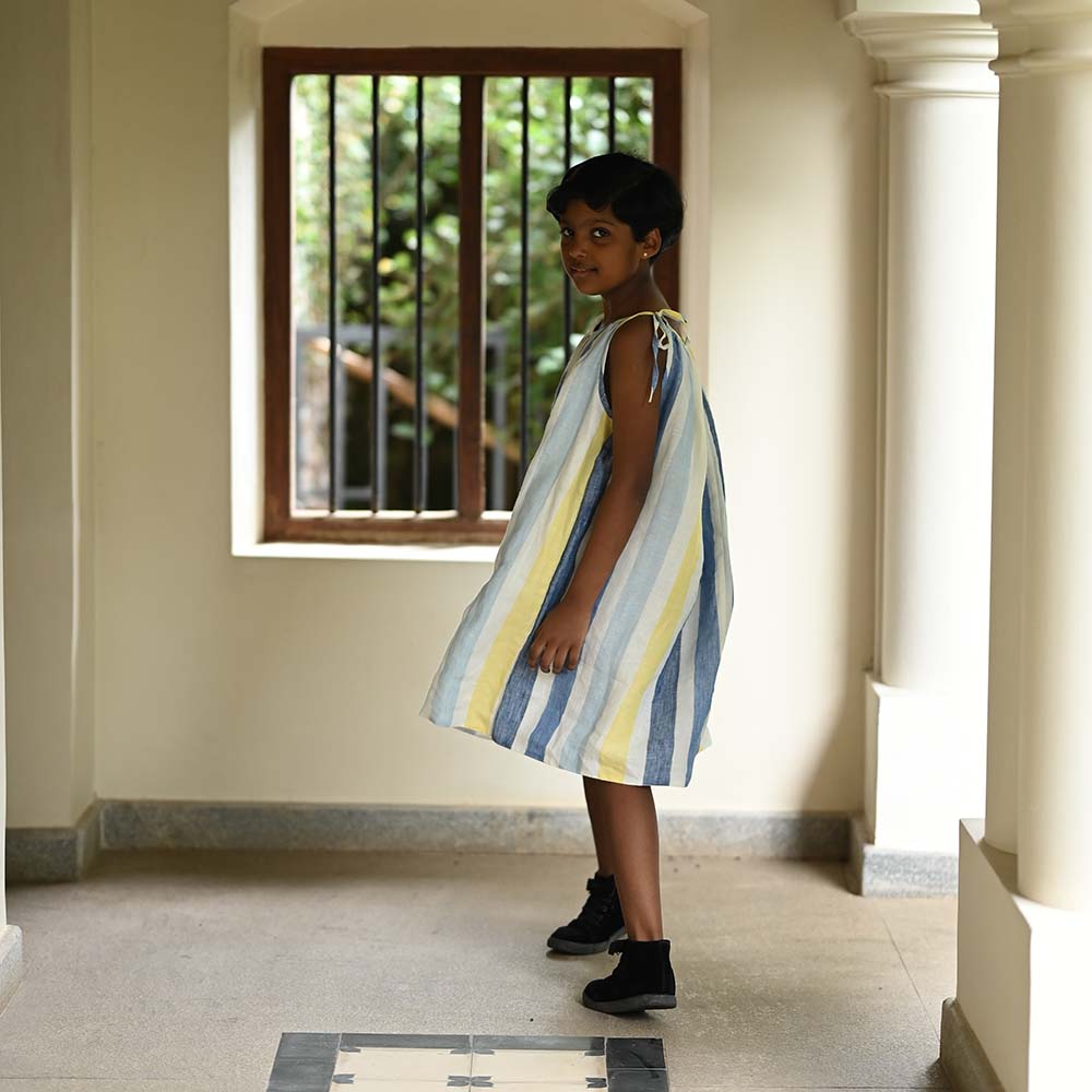 Vibrant Shoulder Tie-Up Dress for Young Spirits