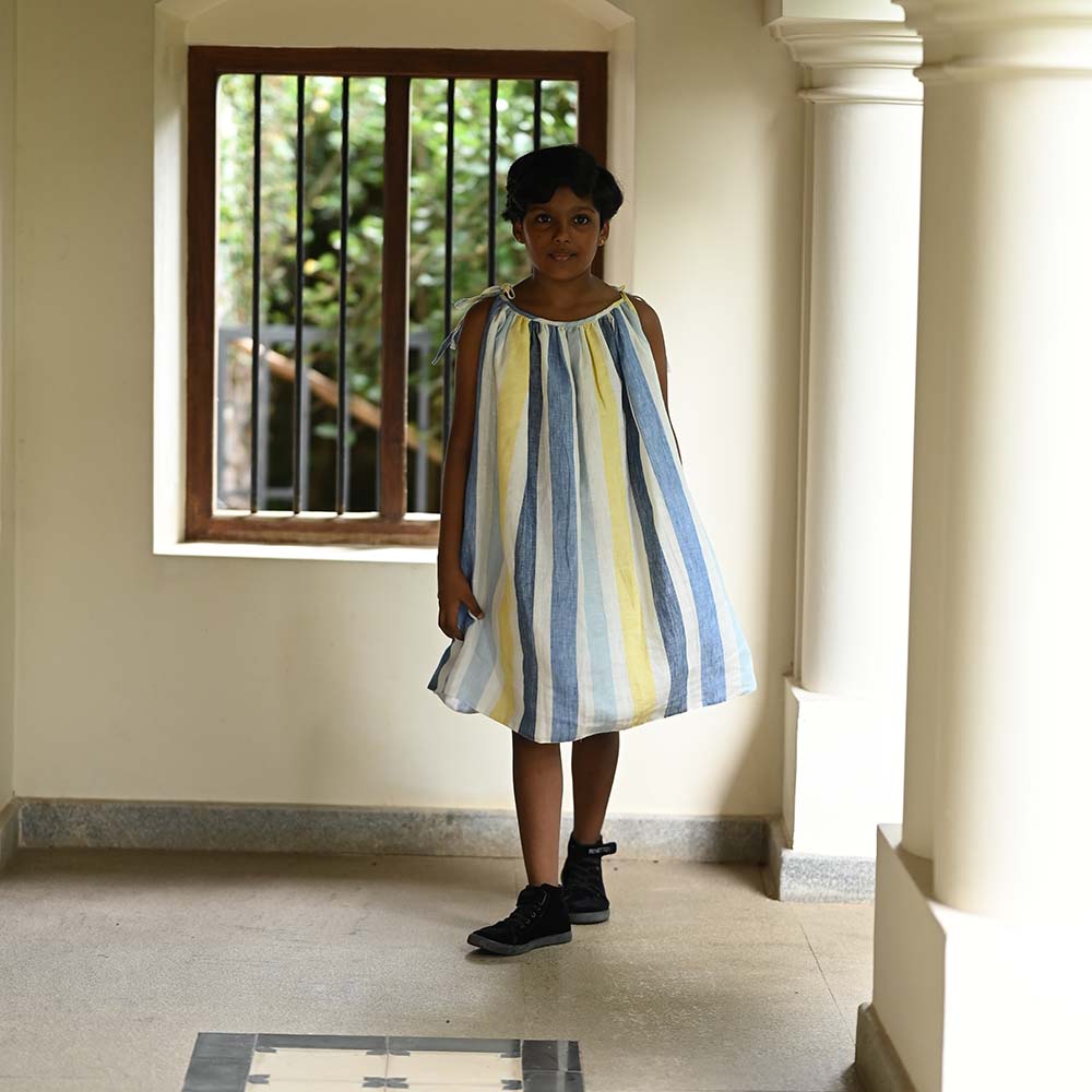 Vibrant Shoulder Tie-Up Dress for Young Spirits