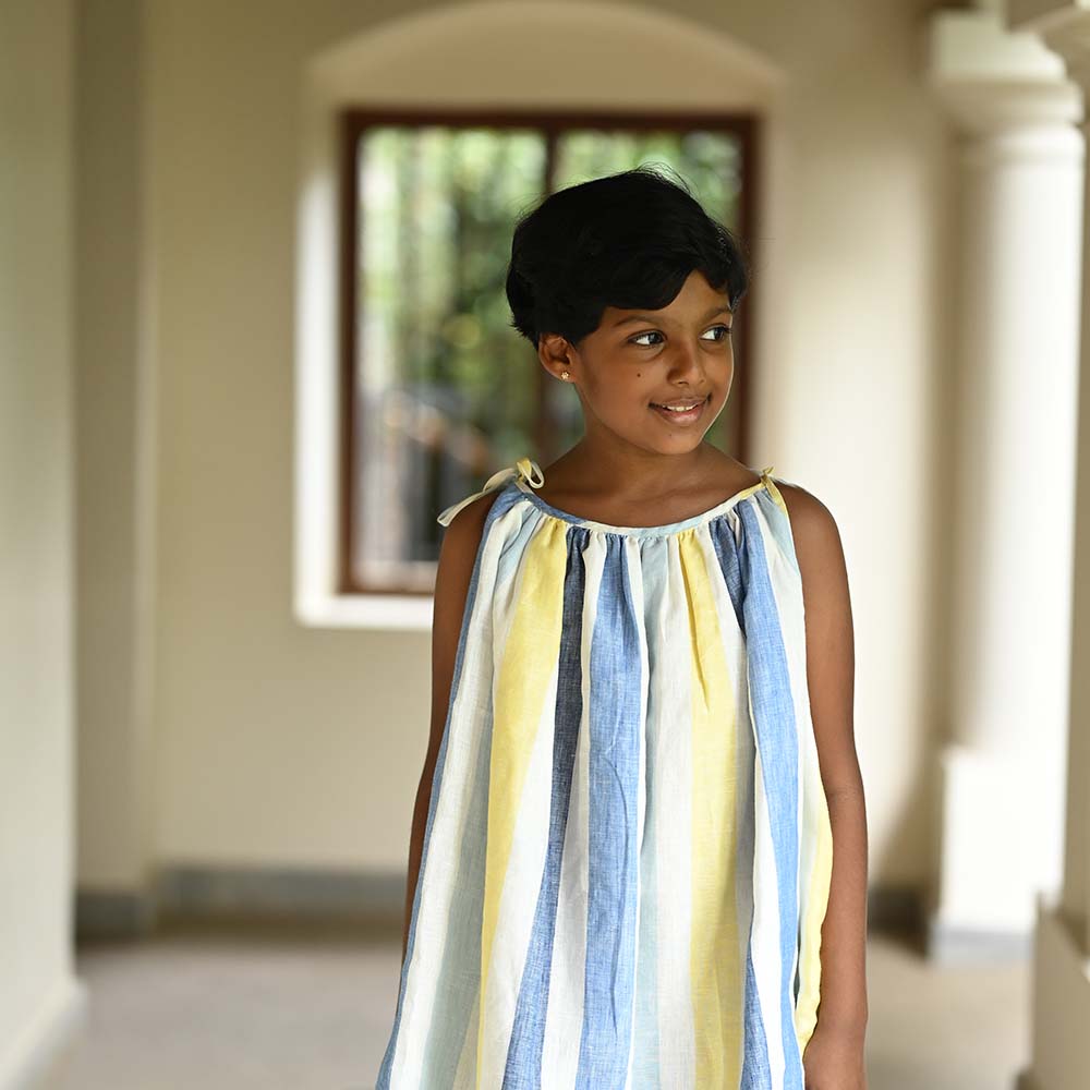 Vibrant Shoulder Tie-Up Dress for Young Spirits