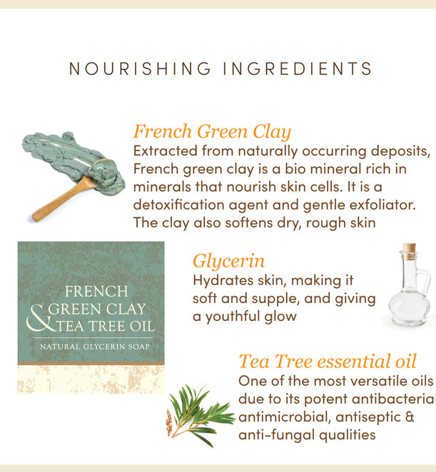French Green Clay & Tea Tree Oil Natural Glycerin Soap