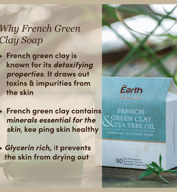 French Green Clay & Tea Tree Oil Natural Glycerin Soap