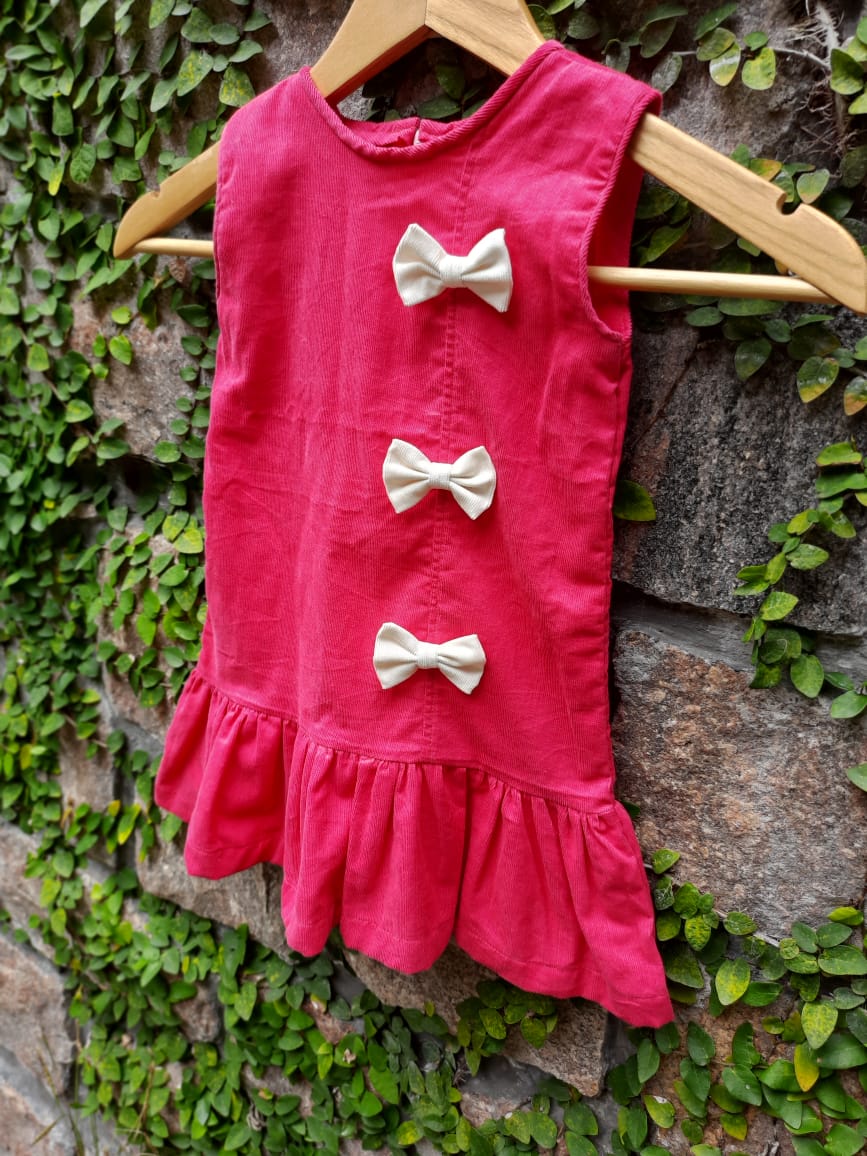Hot Pink Corduroy Dress - Size 20 (3 years)
